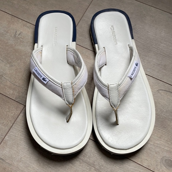 Lacoste | Shoes | Lacoste Leather Rubber Flip Flops | Poshmark